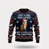 Goofygearprints Farmers Sweater, Just A Girl Who Loves Horse Ugly Christmas Sweater, Christmas Crewneck Sweater, Winter Farm Fashion
