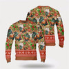 Goofygearprints Farmers Sweater, Christmas Leopard Chicken Seamless Pattern Ugly Christmas Sweater, Christmas Crewneck Sweater, Winter Farm Fashion