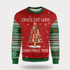 Goofygearprints Pet Cat Sweater, Crazy Cat Lady Christmas Tree Ugly Christmas Sweater, Gift For Cat Love, Cat Crewneck Sweater, Winter Fashion