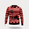 Goofygearprints Pet Cat Sweater, Black Cat Hello Darkness My Old Friend Ugly Christmas Sweater, Gift For Cat Love, Cat Crewneck Sweater, Winter Fashion