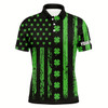 Goofygearprints St. Patrick'S Day American Flag Mens Golf Polo Shirt Green Clover Leaf Patriotic Golf Tops For Men