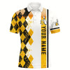 Goofygearprints Funny Black And Yellow Argyle Bowling Beer Polo Shirts For Men Custom Team Bowling Jerseys For Mens Style 1