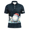Goofygearprints Blue Christmas Golf Ball In Snow Mens Golf Polo Shirts Custom Christmas Golf Shirt For Men Style 2