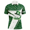 Goofygearprints Green And White Clover Pattern Men Golf Polo Shirts Customize St Patrick Day Mens Golf Attire Style 1