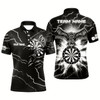 Goofygearprints Personalized Thunder Black White Eagle Dart Polo Shirts Custom Dart Shirts For Men Dart Team Shirts Style 1