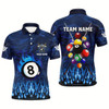 Goofygearprints Personalized Fire Flame 3D Billiard Balls Men Polo Shirts Custom Blue Billiard Jersey Attire Style 1