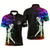 Goofygearprints Personalized Colorful Rainbow Smoke Pattern Black Mens Golf Polo Shirts Custom Golf Tops For Mens Style 1