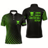 Goofygearprints Funny Men Golf Polo Shirt Custom Swing Swear Look For Ball Repeat Dot Pattern Skull Golf Shirt Green