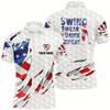 Goofygearprints Swing Swear Drink Repeat American Flag Mens Golf Polo Shirt Custom Patriotic Golf Shirts For Men