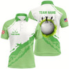 Goofygearprints Green And White Mens Golf Polo Shirts Custom Team Golf Jerseys, Golf Attire For Men Style 3