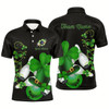 Goofygearprints Green Shamrock Mens Polo Bowling Shirts Custom St Patrick Day Black Team League Bowling Jerseys Style 2