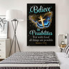 With God All Things Are Possible Bible Verse Canvas Wall Art Cross And Butterfly Design Christian Canvas Prints For