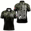 Goofygearprints Black Green Camo Mens Disc Golf Polo Shirts Custom American Flag Patriotic Team Disc Golf Jerseys