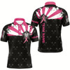 Goofygearprints Pink Breast Cancer Awareness Grunge Darts Polo & Quarter-Zip Shirts For Men Custom Darts Jerseys
