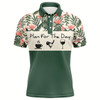 Goofygearprints Mens Golf Polo Shirt Plan For The Day Coffee Golf Wine Custom Name Tropical Green Leaves Golf Shirt