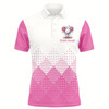 Goofygearprints Personalized White And Pink Argyle Plaid Pattern Men'S Custom Golf Shirts, Golf Gifts For Men