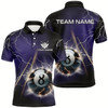 Goofygearprints Personalized Thunder Lighting Purple 8 Ball Billiard 3D Polo Shirts For Men, Pool Balls Jerseys Style 3