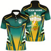 Goofygearprints Mens Bowling Polo Shirts Custom Green And Yellow Bowling Ball Pins Team Jerseys Bowling Apparel