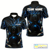 Goofygearprints Personalized Blue Thunder Lightning Cobra Snake Bowling Shirt For Men, Custom Name Bowling Team Jersey Style 1