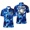 Goofygearprints Bowling Polo Shirts For Men Custom Bowling Ball And Pins Blue Camo Bowling Team Jersey Style 3