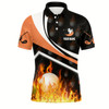 Goofygearprints Personalized Mens Golf Ball Fire Flame Orange Style Custom Golf Shirts For Men, Golf Gifts