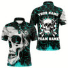 Goofygearprints Personalized Turquoise Glowing Crack Skull Dart Shirts Custom Scary Dart Shirts For Men Dart Jersey