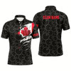 Goofygearprints Canada Bowling Polo Shirts For Men, Custom Canadian Flag Bowling Team Jersey Bowling Pattern