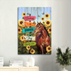 Canvas Wall Art Featuring Horse Portrait In A Sunflower Field With The Message Today I Choose Joy James 1:2 Christian