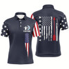 Goofygearprints Personalized Navy American Flag Archery Polo Shirts For Men, Custom Flag Arrow Archery Jerseys Style 1
