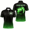 Goofygearprints Black And Green Glitter Lucky Custom Bowling Team Shirt For Men, St Patrick Day Uniform Bowler Outfits Style 1