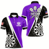 Goofygearprints Black And Purple Grunge Dartboard Men Darts Polo & Quarter Zip For Men Custom Dart Jersey Uniform Style 1