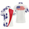 Goofygearprints Mens Golf Polos Shirts Custom American Flag Blue Argyle Pattern White Golf Ball Men'S Golf Shirts Style 2
