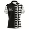 Goofygearprints Black & White Argyle Pattern Golf Shirts For Men Customized Cool Golf Gifts For Golf Lovers