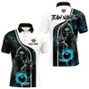 Goofygearprints Blue Cyan Death Skeleton 3D Billiard Shirts For Men Custom Lightning 8 Ball Pool Billiard Jerseys Style 2