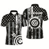 Goofygearprints Custom Black Grunge Usa Flag Archery Shirts For Men, Patriotic American Archery Team Jerseys