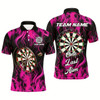 Goofygearprints One Last Aim 3D Fire Flame Pink Darts Shirts For Men Custom Darts Saying Shirts, Darts Jerseys
