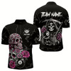Goofygearprints Personalized Pink Funny Skull Roses 8 Ball Billiard Shirts For Men Custom Pool Team Shirts