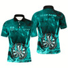 Goofygearprints Personalized Turquoise 3D Darts Board On Fire Men Darts Shirts Custom Flame Darts Shirts For Player Style 3