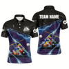 Goofygearprints Personalized Thunder Lighting Purple Black Billiard Balls 3D Polo Shirts For Men, Billiards Jerseys