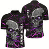 Goofygearprints Custom Purple And Pink Halloween Skull Bowling Shirts For Men, Outfit Bowling For Team