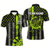 Goofygearprints Custom Green Neon Grunge Us Flag Patriotic Dart Shirt For Men, Retro Darts Board Darts Team Jersey Style 2