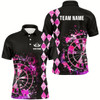 Goofygearprints Custom Pink Grunge Darts Board Argyle Pattern Darts Shirts For Men, Best Darts Team Jerseys Attire
