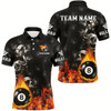 Goofygearprints Personalized 8 Ball Pool Skull On Fire Billiard Shirts For Men, Funny 3D Printed Billiard Jerseys