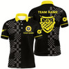 Goofygearprints Personalized Abstract Square Pattern 8 Ball Pool Yellow Black Billiard 3D Polo Shirts For Men