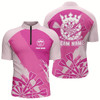 Goofygearprints Personalized Pink Darts Quarter-Zip Shirt Custom Pink Cool Dart Shirt For Men Darts Jersey Style 2