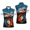 Goofygearprints Personalized Fire And Water 8 Ball Billiards Blue 3D Polo Shirts For Men, Custom Billiards Jerseys Style 2