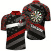 Goofygearprints Personalized Red Camo American Flag Darts Quarter-Zip Shirts Custom Patriotic Dart Jerseys For Men