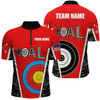 Goofygearprints Customized Name Red Archery Goal Men Quarter-Zip Shirts, 3D Target Archery Jerseys For Team Style 2