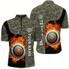 Goofygearprints Personalized Camouflage Flaming Target Archery 3D Quarter-Zip Shirts For Men, Archery Team Jerseys Style 1