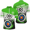 Goofygearprints Personalized Name Archery Quarter-Zip Shirts For Men Custom Green Archery 3D Target Shirts Style 2
